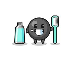 ilustración de mascota del símbolo de punto con un cepillo de dientes vector