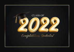 Class of 2022 congratulations graduates greeting card. Vector Illustration