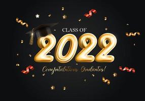 Class of 2022 congratulations graduates greeting card. Vector Illustration