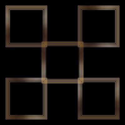 Square Golden Frame on The Black Background. EPS10