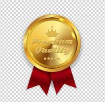Premium Quality Golden Medal Icon Seal  Sign Isolated on White Background. Vector Illustration