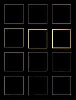 Set of square golden frame on black background vector