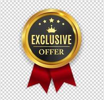 Exclusive Offer Golden Medal Icon Seal  Sign Isolated on White Background. Vector Illustration