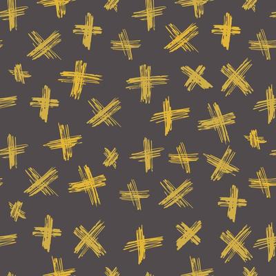 Vector seamless pattern abstract background with brush strokes.Trendy monochrome texture with pluses or crosses, simbols of kisses. Trendy graphic design. Monochrome hand drawn print with hipster X.