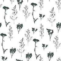 Silhouettes of wildflowers vector seamless pattern. Decorative plants illustration, good for printing. Great for label, print, packaging, fabric.