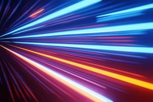 Futuristic hyperspace speed Tunnel light trail Streaks background 3D rendering photo