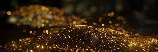 abstract of golden glitter sand particles background panorama 3D rendering photo