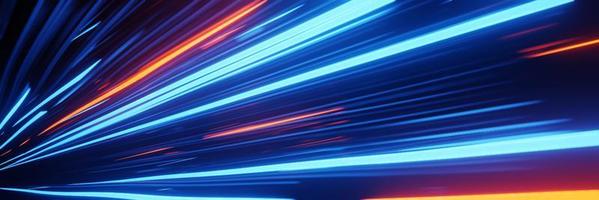 Panorama Futuristic hyperspace speed Tunnel light trail Streaks background 3D rendering photo