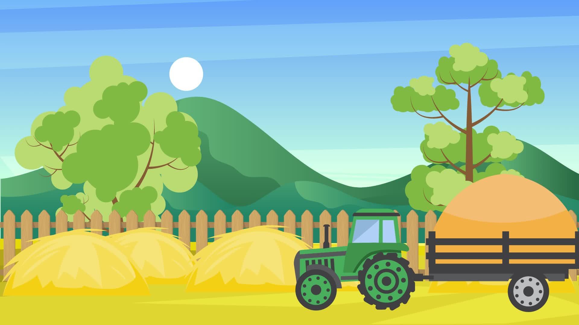 Cartoon Tractor Stock Video Footage for Free Download