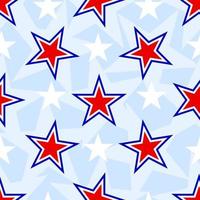 patrón impecable con estrellas azules, colores rojo, azul y blanco de la bandera estadounidense. telón de fondo patriótico. vector. como plantilla para envolver papel, papel pintado, ropa de tela textil. Concepto del 4 de julio. vector
