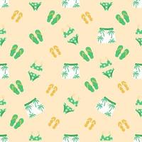 Vector seamless pattern with  summer beach accessories swimsuits, shorts  and flip flops
