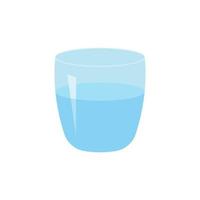Glass of water, Drinking water, blue transparent glass filled with water. Vector illustration isolated   on white background
