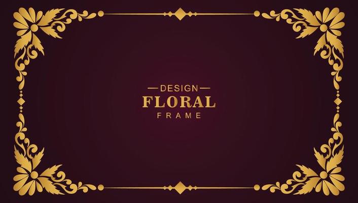 Luxury golden ornamental floral frame banner background