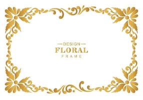 Modern decorative luxury golden floral frame on white background vector