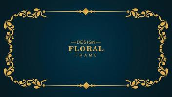 Gradient golden luxury floral frame banner design vector