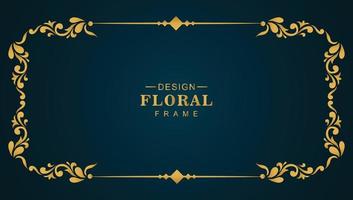 Gradient golden luxury floral frame banner design vector