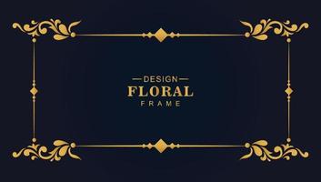 Modern golden floral frame border banner background vector