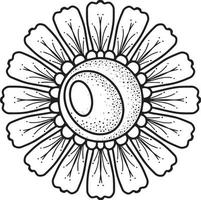 Decorative chamomile flower with texture. Vector monochrome illustration on a transparent background