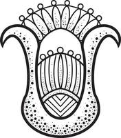 campana decorativa monocromática, capullo de flor con pétalos sobre un fondo transparente. ilustración vectorial, elemento de diseño vector