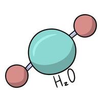 Diagram of the structure of a water molecule, vector illustration in cartoon style on a white background