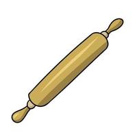 Wooden rolling pin for dough, vector illustration in cartoon style on a white background