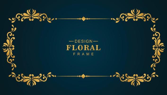 Ornamental golden luxury floral frame background