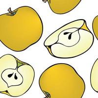 Vector illustration, Yellow apples on transparent background, seamless pattern