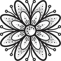 Symmetrical decorative daisy flower with petals on a transparent background, top view. Vector illustration, design element