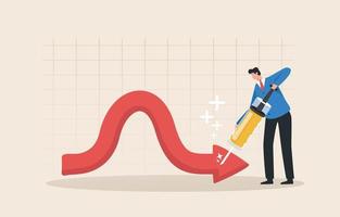 Bear market, Capital increase or investment. Strategic buying in a down market to do in an uptrend. Investors injected money into the arrow chart through a syringe. vector