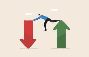 Stock market uncertainty and volatility. Downtrend or uptrend. Investment risk. Investors try to maintain a balance between up and down arrows. vector