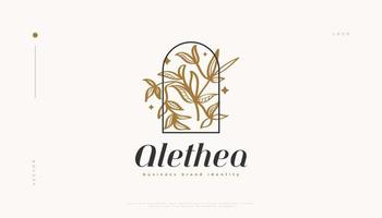 Luxury and Minimal Flower Logo, Suitable for Spa, Beauty, Salon, or Cosmetics Brand. Floral and Leaves Logo Illustration vector