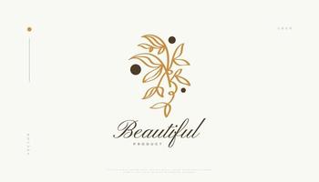 Luxury and Minimal Flower Logo, Suitable for Spa, Beauty, Salon, or Cosmetics Brand. Floral and Leaves Logo Illustration vector