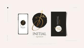 JA Initial Signature Logo Design in Gold Handwriting Style. Initial J and A Logo Design for Wedding, Fashion, Jewelry, Boutique and Business Brand Identity vector