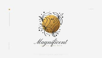 Luxury and Minimal Flower Logo, Suitable for Spa, Beauty, Salon, or Cosmetics Brand. Floral and Leaves Logo Illustration vector