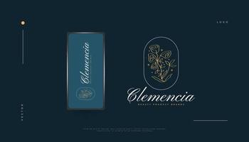 elegante diseño de logotipo floral con un estilo lineal mínimo, adecuado para spa, belleza, joyería, salón o marca cosmética. dibujado a mano ilustración de logotipo floral o botánico vector