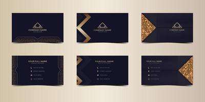 conjunto de plantillas de tarjeta de visita moderna de oro negro de lujo y elegante vector