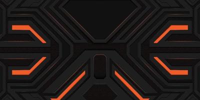 Modern dark gaming background with orange neon light panel vector