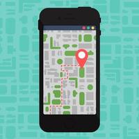 Electronic Offline Map On Smartphone In Hand vector