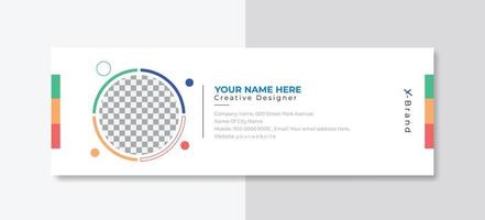 Modern Business Email signature design templates vector with author photo place.Abstract Creative clean elegant Corporate Email signature.