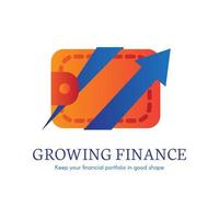 Growing finance flat gradient icon vector