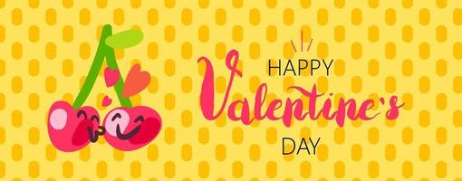 Happy Valentines Day cartoon banner design vector