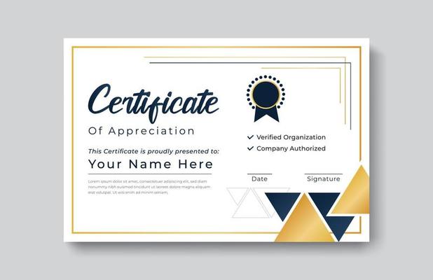 certificate gold appreciation achievement template award achievement clean creative certificate recognition excellence certificate border completion template certificate design template