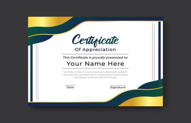 certificate gold appreciation achievement template award achievement clean creative certificate recognition excellence certificate border completion template certificate design template