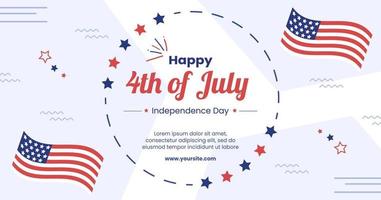 4th of July Happy Independence Day USA Post Social Media Template Vector Cartoon Illustration