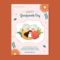 ilustración de fondo de dibujos animados plana de redes sociales de plantilla de cartel de feliz día de los abuelos vector