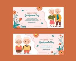 ilustración de fondo de dibujos animados plana de redes sociales de plantilla de banner de feliz día de los abuelos vector