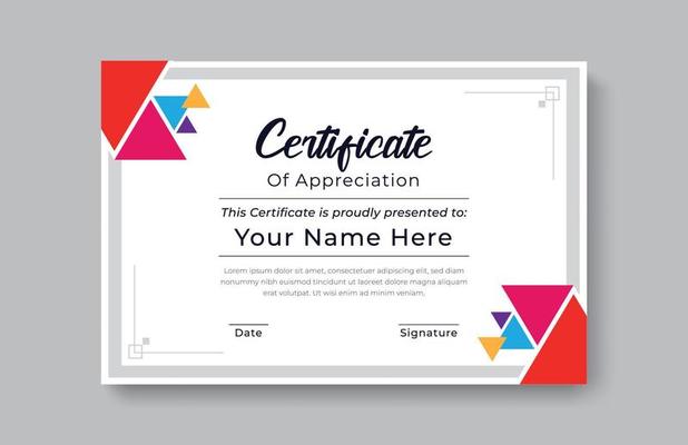 Modern abstract certificate appreciation achievement template award achievement clean creative certificates recognition excellence certificate border completion elegant certificate design template