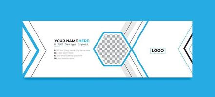 Modern Business Email signature design templates vector with author photo place.Abstract Creative clean elegant Corporate Email signature.