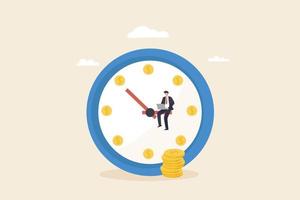 el tiempo es dinero. negocios y gestión, el tiempo es dinero, inversiones financieras planificación de la gestión del tiempo, fecha límite. vector