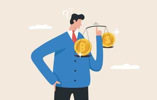 Balance Your Portfolio Between Bitcoin and Dollars. The concept of investing in currency. Foreign exchange trading. Investors manage their investment portfolios in a balanced way. vector